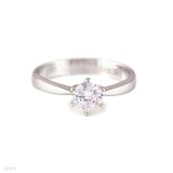 Minimalistic solitaire silver ring