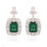 Classy rectangle green zircon earrings