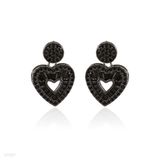 Heart black zircon earrings