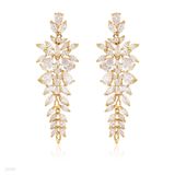 Chic long leaves gold earrings