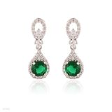 Feminine circle drop green earrings