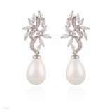 Botanical silver clear zircon earrings