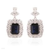 Classy rectangle blue zircon earrings
