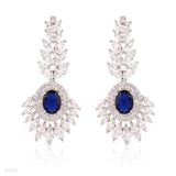Fancy Detailed Blue Long Earrings