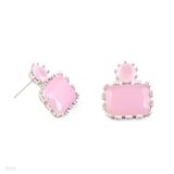 Petite rectangle pastel pink earrings