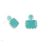 Petite rectangle pastel green earrings