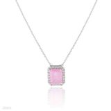Precious Iced Pink Rectangle Pendant