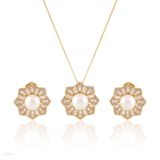 PENDANT SET N+E PRL FLW Z-GLD-CLEAR