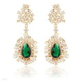 Classy green dangling gold earrings