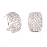 Dazzling micropave rectangle silver clip earrings