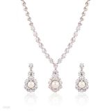 Exquisite wreath pearl drop silver set