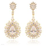 Deluxe pear drop chandelier gold earrings