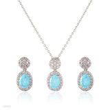 Cute iced turquoise oval drop set