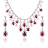Magnificent red teardrops silver formal set