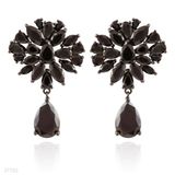 Enhchanted black flower drop earrings