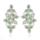 Classy fine green leaves silver earrings