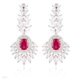 Fancy Detailed Red Long Earrings