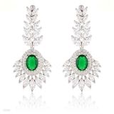 Fancy Detailed Green Long Earrings