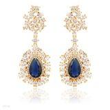 Classy blue dangling gold earrings