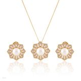 PENDANT SET N+E PRL FLW Z-GLD-CLEAR