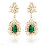 Classy green dangling gold earrings