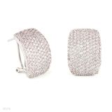 Dazzling micropave rectangle silver clip earrings