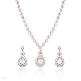 Exquisite wreath pearl drop silver set