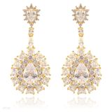 Deluxe pear drop chandelier gold earrings