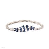 Feminine thin blue leaf bracelet