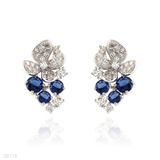Blossoming blue flower silver earrings