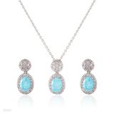 Cute iced turquoise oval drop set