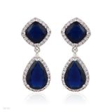 Classic big two drop blue earrings