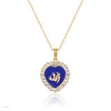 Allah blue heart gold pendant