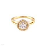 Fine Double Halo Solitaire Gold Ring