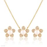 SET N+E SMALL FLOWER ZC WITH PEARL GOLD-CLEAR