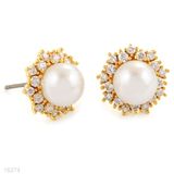Pearl Ruff Zircon Gold Studs