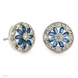 Sapphire Blue Flower Round Studs
