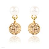 Crystal Sphere Pearl Earrings