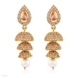 Champagne Triple Step Pearl Jhumki Earrings