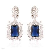 Appealing emerald cut blue earrings