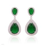 EARING LG S.FINE ZC DROP. Silver-GREEN