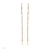 Golden Crystal Ultra Slim Chain Earrings