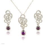 Swirl Purple Zircon Drop Pendant Set