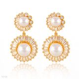 Gold Zircon Burst Dangle Earring