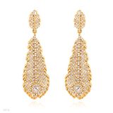 Beautiful Leaf Gold Zircon Earrings