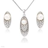 Ellipse Shell Pearl Pendant & Stud Set