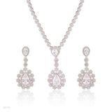 Marvelous flower drop silver set