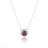 Classic paved round bezel purple necklace