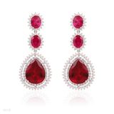 Royal red long drop earrings