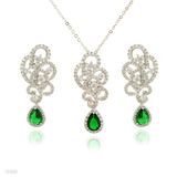 Swirl Green Zircon Drop Pendant Set